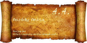 Aszódy Anita névjegykártya