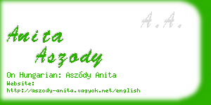 anita aszody business card