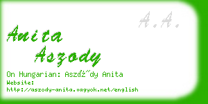 anita aszody business card